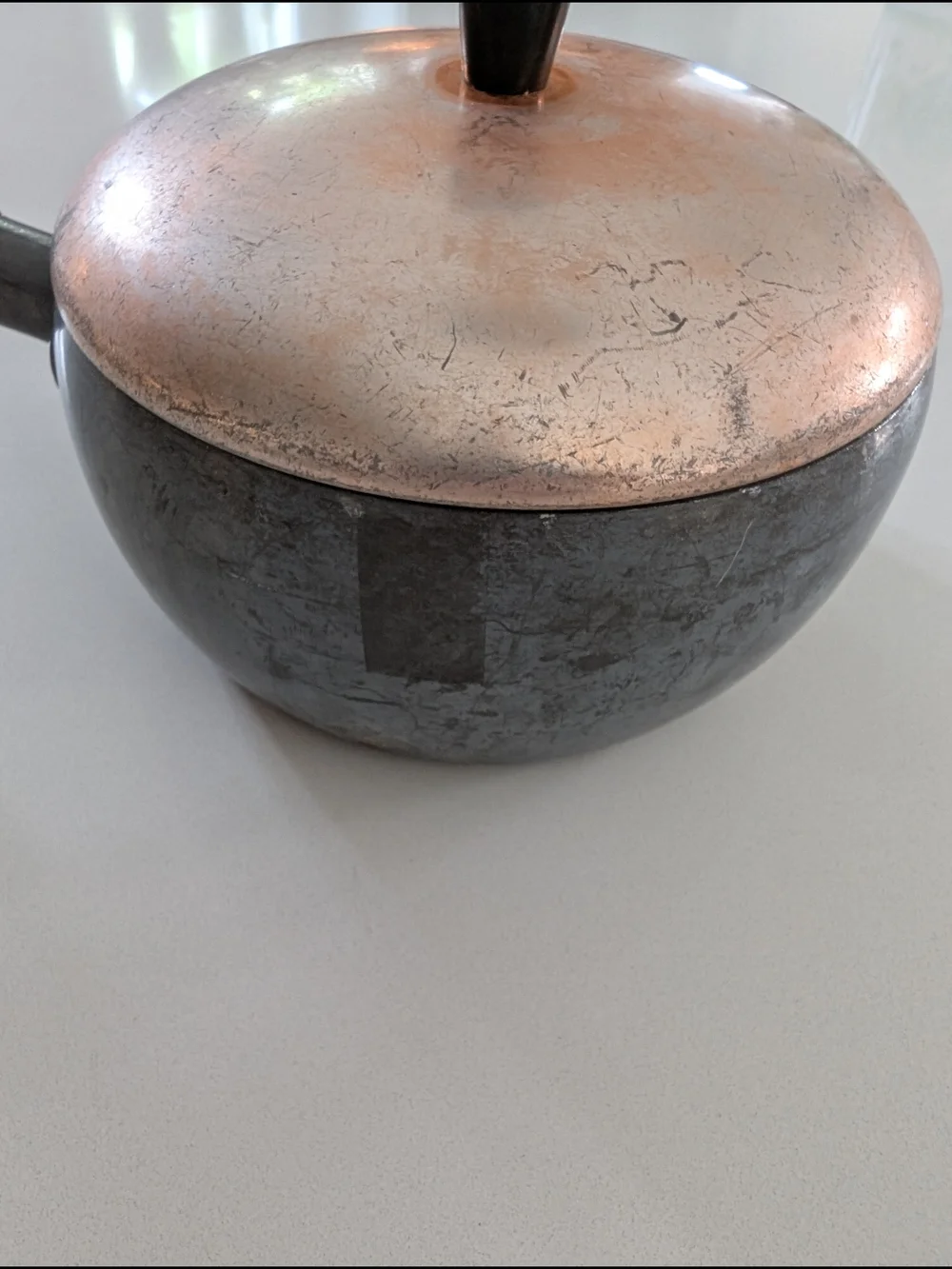 Vintage Wear-Ever Hallite 1.5 Qt Aluminum Saucepan Copper Lid No. 2101 1/2 MCM